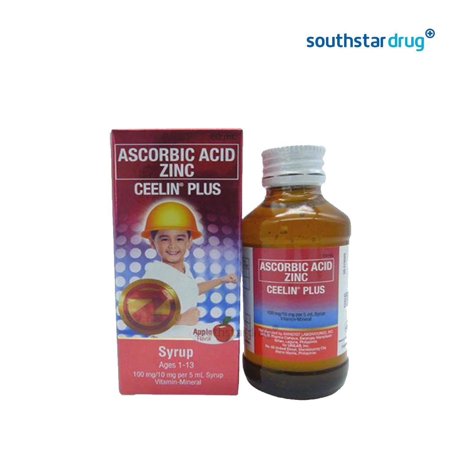 Ceelin Plus Syrup 100mg/5mL 60mL bottle vitamin C supplement